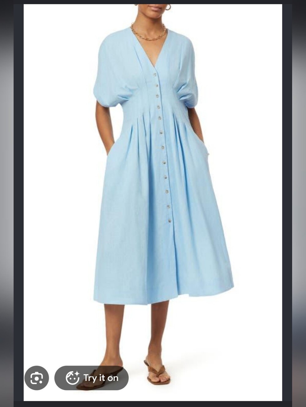 Scotch & Soda Dolman Sleeve Linen Blend Midi Dress